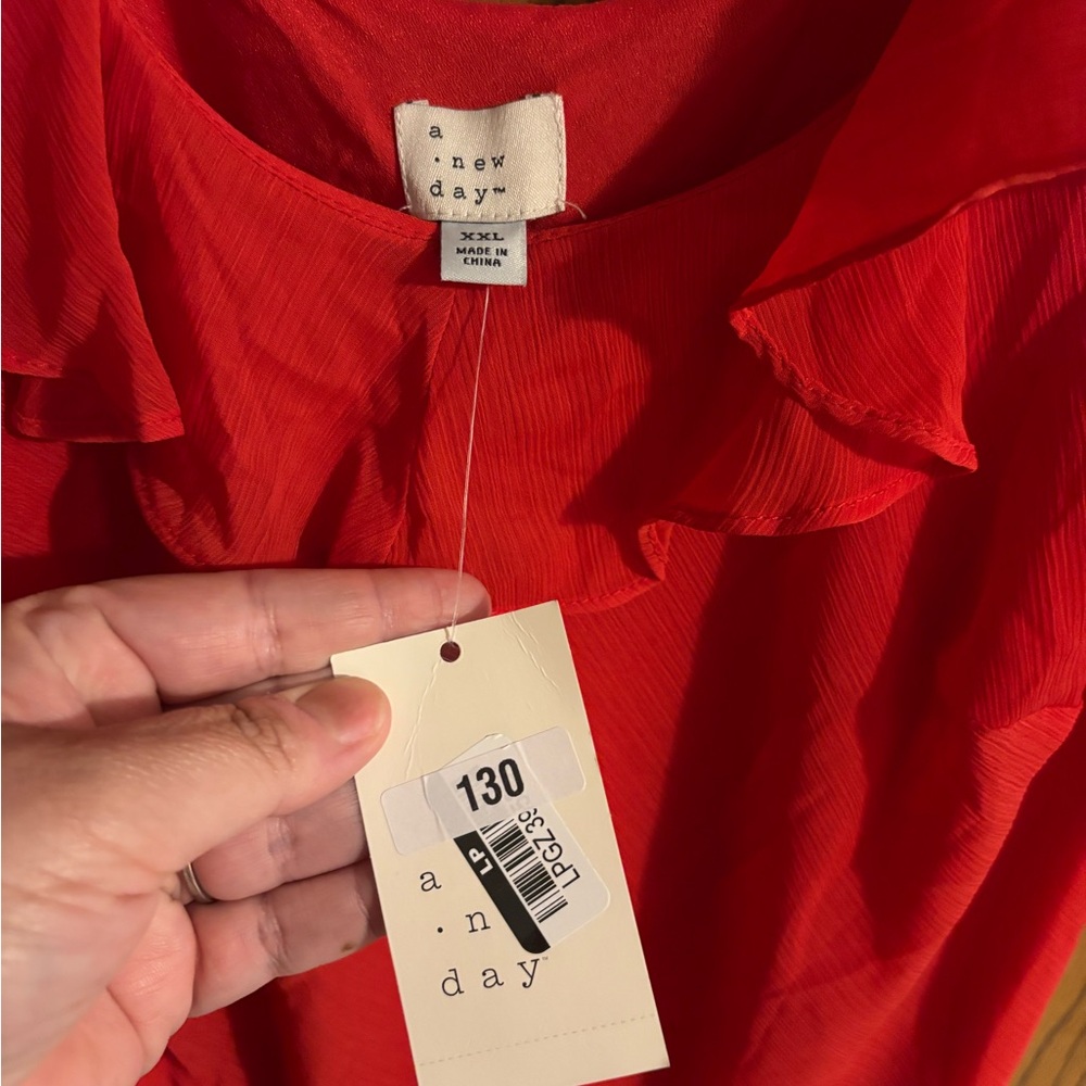 Elegant Red Ruffle Dress Plus XXL - Picture 6 of 9